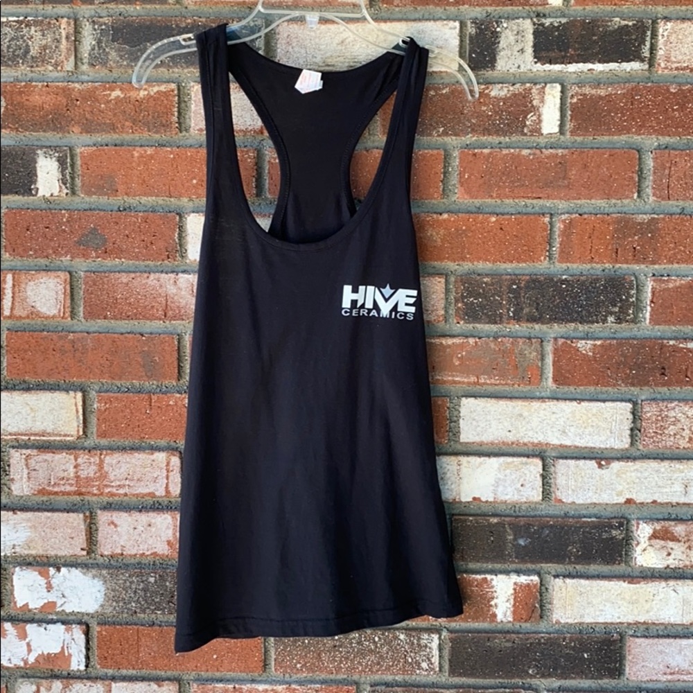 🆕Hive ceramics women’s racer back black tank top Size L 100% COTTON🖤👚👕